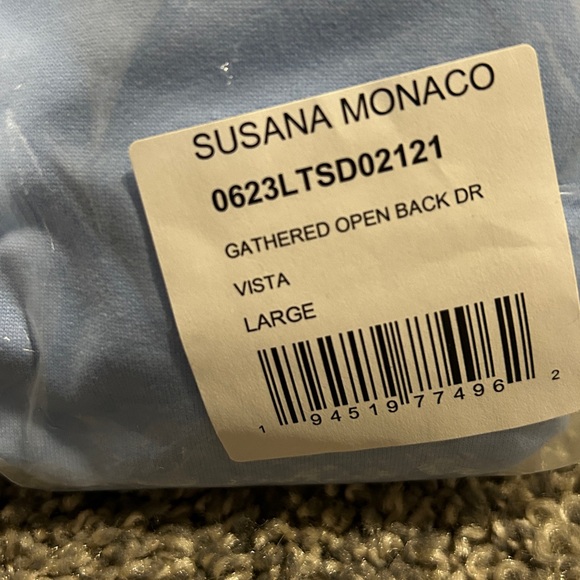 Susana Monaco NWT Gathered Open Back Dress in Vista (Blue) (A10) - Picture 4 of 6